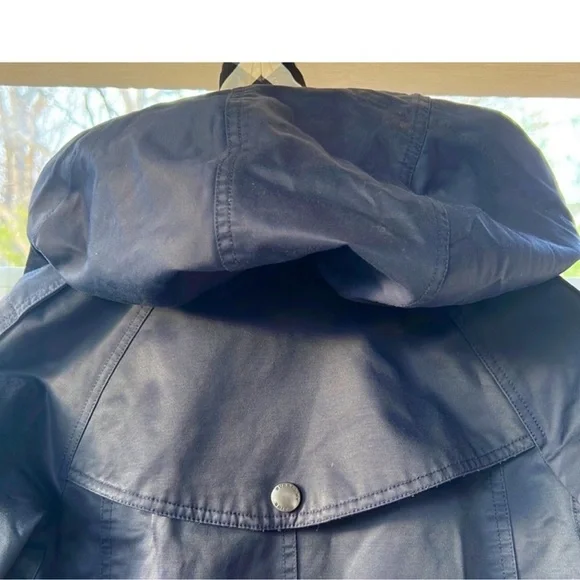 Burberry Navy Blue with Hood Weather-Resistant Design Coat